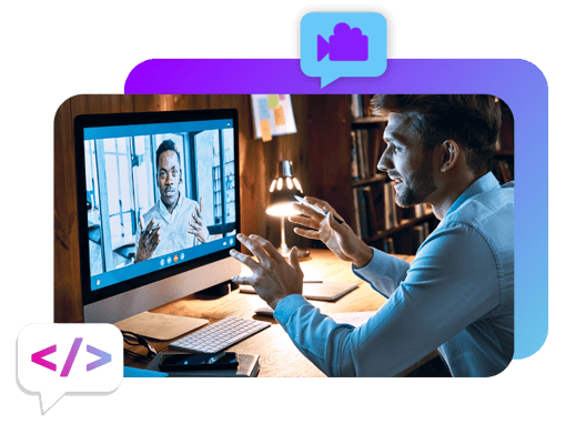 Two individuals using Meetings API
