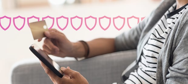 Man paying with credit card on tablet